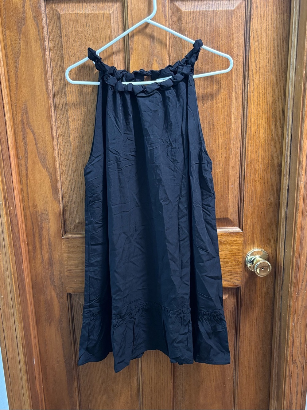 New Me Sleeveless High Neck Dress with Ruffled Hem Black Drss Dress Sz M. NWT